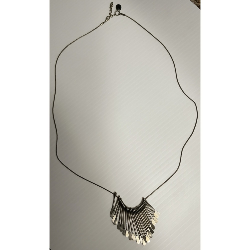Zad Silver Tone Paddle Fringe Bib Statement Necklace Long Snake Chain Adjustable